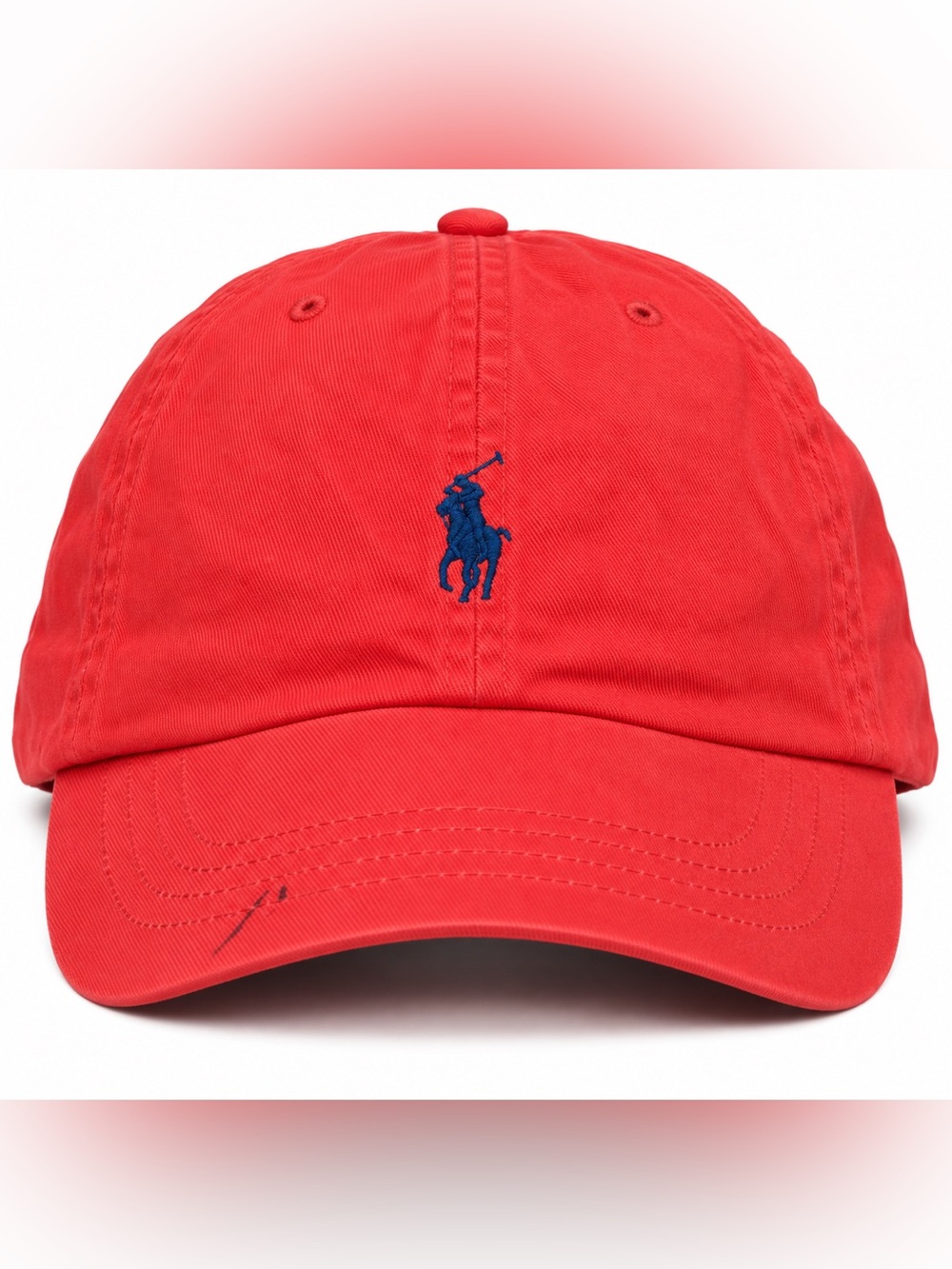 Polo Ralph Lauren Red Cotton Baseball Cap Blue Pony Logo Adjustable